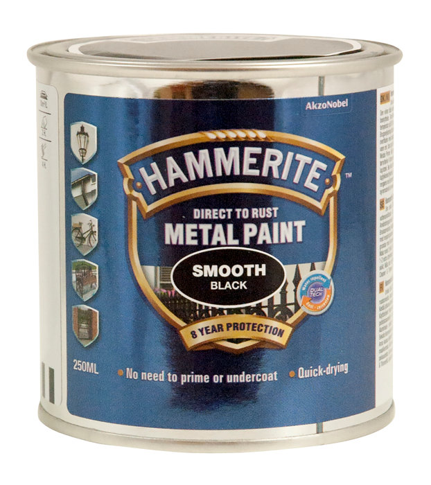 Hammerite metalmaling sort glat effekt 250 ml